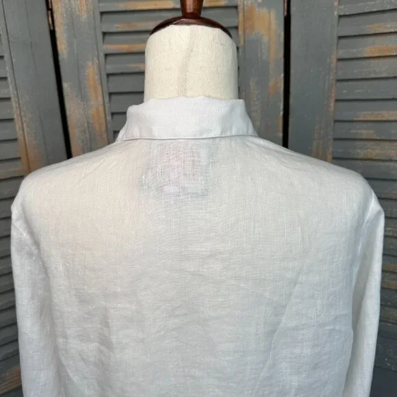 Johnny Was Gracey Linen Oversized Shirt White Sz S - Picture 12 of 15
